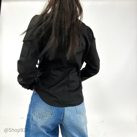 Black Cotton Buckle Blouse - Picture 6 of 7